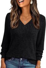 Womens V Neck Long Sleeve T-Shirt - Image 4