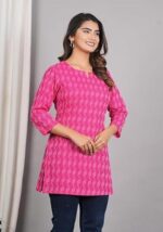 Traditional Cotton Print Kurta Office Short Kurti Tops Tunics for Women