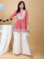 Short Kurti for Women With Embroidered Tops 3/4 Sleeves - Image 4