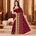Women's Indian Silk Saree Embroidered Designer soft Fancy Saree With Unstitched Blouse Piece for Gift, Wedding, Festivals - Image 4