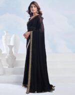 Women's Georgette Lace Saree With Unstitched Blouse Piece - Image 11