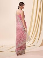 Women's Net Embroidery Work Saree with Unstitch Blouse Piece - Image 7