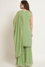 Queen Women's Georgette Embroidery Straight Kurta and Sharara Set - Image 2