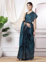 Women's Satin Silk Hot Fixing Saree with Unstitched Blouse Piece - Image 10