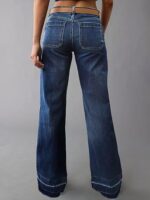 Straight Fit Mid Rise Baggy Pocket Denim Jeans Without Belt - Image 4