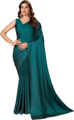 Women's Satin Silk Hot Fixing Saree with Unstitched Blouse Piece