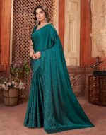 Women's Satin Silk Hot Fixing Saree with Unstitched Blouse Piece - Image 3