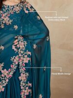 Indian Sari Printed Art Silk Saree with Blouse Piece - Image 3