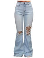Women's Ripped Bell Bottom Jeans Bootcut