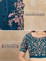 Indian Sari Printed Art Silk Saree with Blouse Piece - Image 2