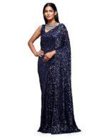 Women's Heavy Georgette Sequins Work Heavy Saree with Blouse - Image 7