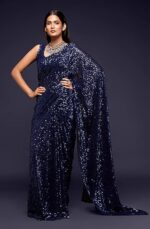 Women's Heavy Georgette Sequins Work Heavy Saree with Blouse - Image 9