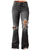 Women's Ripped Bell Bottom Jeans Bootcut