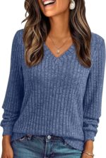 Womens V Neck Long Sleeve T-Shirt - Image 3