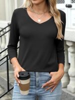 Womens 3/4 Length Sleeve Top V Neck Summer T-Shirts - Image 14