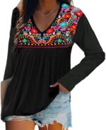 Long Sleeve Tops for Women With Floral Embroidered - Image 3
