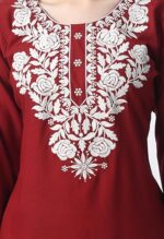 Short Chikankari Kurtis for Girls, Lakhnawi Tunic Top Kurta Design for Ladies, Woman Ethnic Kurthi - Image 6