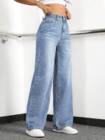 Straight Jeans for Women,High Waisted Wide Loose Stretchy - Image 4