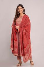 Printed Indian Kurti Pant & Dupatta Set for Women Kurta Kurtis Set - Image 4