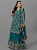 Punjabi Style Sharara Suit For Women With Dupatta - Image 3