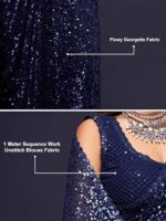 Women's Heavy Georgette Sequins Work Heavy Saree with Blouse - Image 12