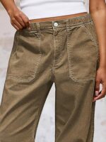 Straight Fit Mid Rise Baggy Pocket Denim Jeans Without Belt - Image 3