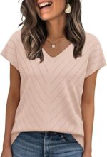 Short Sleeve V Neck Trendy Tops - Image 5