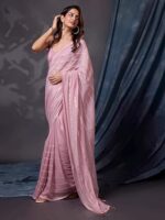 Women's Silk Paper Mirror Work Embroidery Saree - Image 13