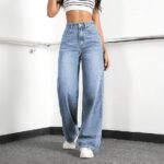 Straight Jeans for Women,High Waisted Wide Loose Stretchy - Image 5