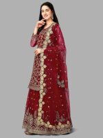Women's Mono Net Kurta Lehenga Suit Set Indian Ethnic Wear - Image 2