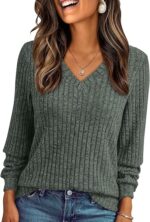 Womens V Neck Long Sleeve T-Shirt - Image 2