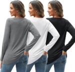 3 Pcs Combo, Womens Long Sleeve Shirts V Neck Tops - Image 13