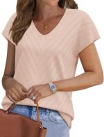 Short Sleeve V Neck Trendy Tops - Image 3