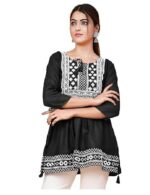 Short Kurti for Women With Embroidered Tops 3/4 Sleeves