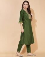 Women's Embroidery Chinnon Silk Straight Kurta Set with Dupatta - Image 6