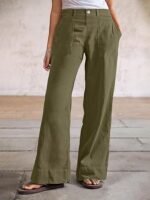 Straight Fit Mid Rise Baggy Pocket Denim Jeans Without Belt