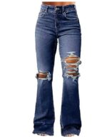 Women's Ripped Bell Bottom Jeans Bootcut