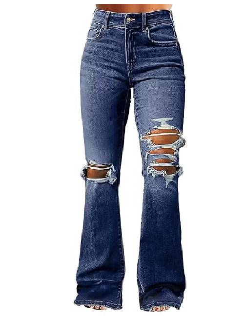 5 Women's Ripped Bell Bottom Jeans Bootcut - Image 1