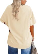 Women's Plus Size V Neck T Shirts Summer Half Sleeve Tees Casual Loose Fit Cotton Tunic Tops - Image 3