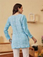 Hand Embroidered Traditional Chikankari Georgette Top - Image 6