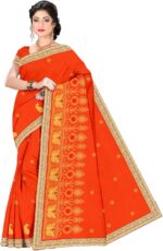 Women's Indian Silk Saree Embroidered Designer soft Fancy Saree With Unstitched Blouse Piece for Gift, Wedding, Festivals