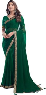Women's Georgette Lace Saree With Unstitched Blouse Piece