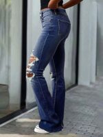 Women's Ripped Bell Bottom Jeans Bootcut - Image 5
