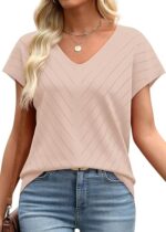 Short Sleeve V Neck Trendy Tops - Image 15