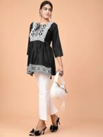 Short Kurti for Women With Embroidered Tops 3/4 Sleeves - Image 2