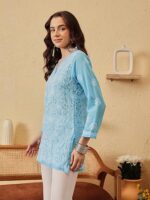 Hand Embroidered Traditional Chikankari Georgette Top - Image 5