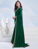 Women's Georgette Lace Saree With Unstitched Blouse Piece - Image 5