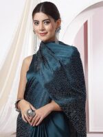 Women's Satin Silk Hot Fixing Saree with Unstitched Blouse Piece - Image 8