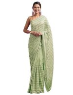 Women's Silk Paper Mirror Work Embroidery Saree