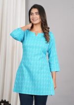 Traditional Cotton Print Kurta Office Short Kurti Tops Tunics for Women - Image 3